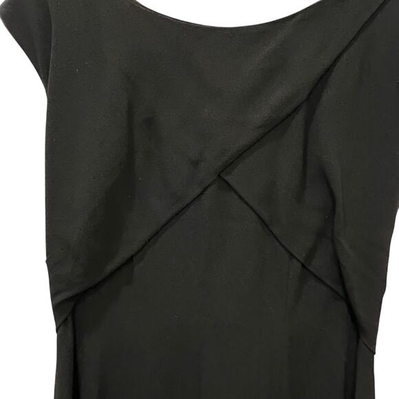 Vintage  Black Cocktail Dress Cap Sleeves Train Size Medium Hatlileu - Picture 5 of 14